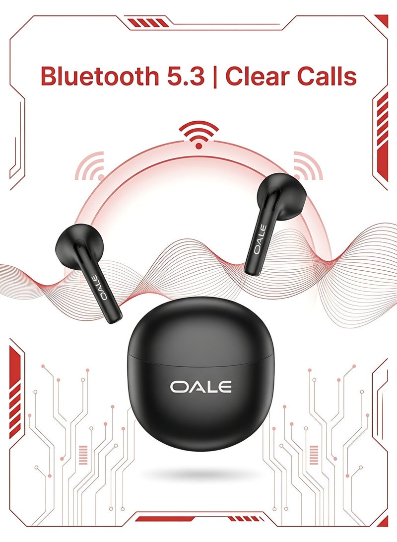 OALE iTune 2 True Wireless Earbuds, Bluetooth 5.3, Dual-Channel Stereo Sound, Smart Auto Connection, Up to 30H Playtime, Water-Resistant, Siri Voice Assistant, Type-C Charging - Image 3